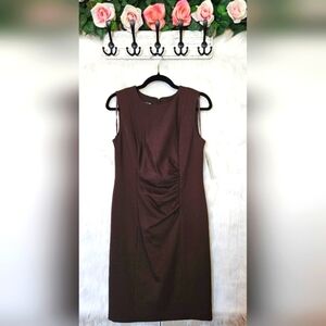 Jones New York Teak Ruched Stretch Sleeveless Dress